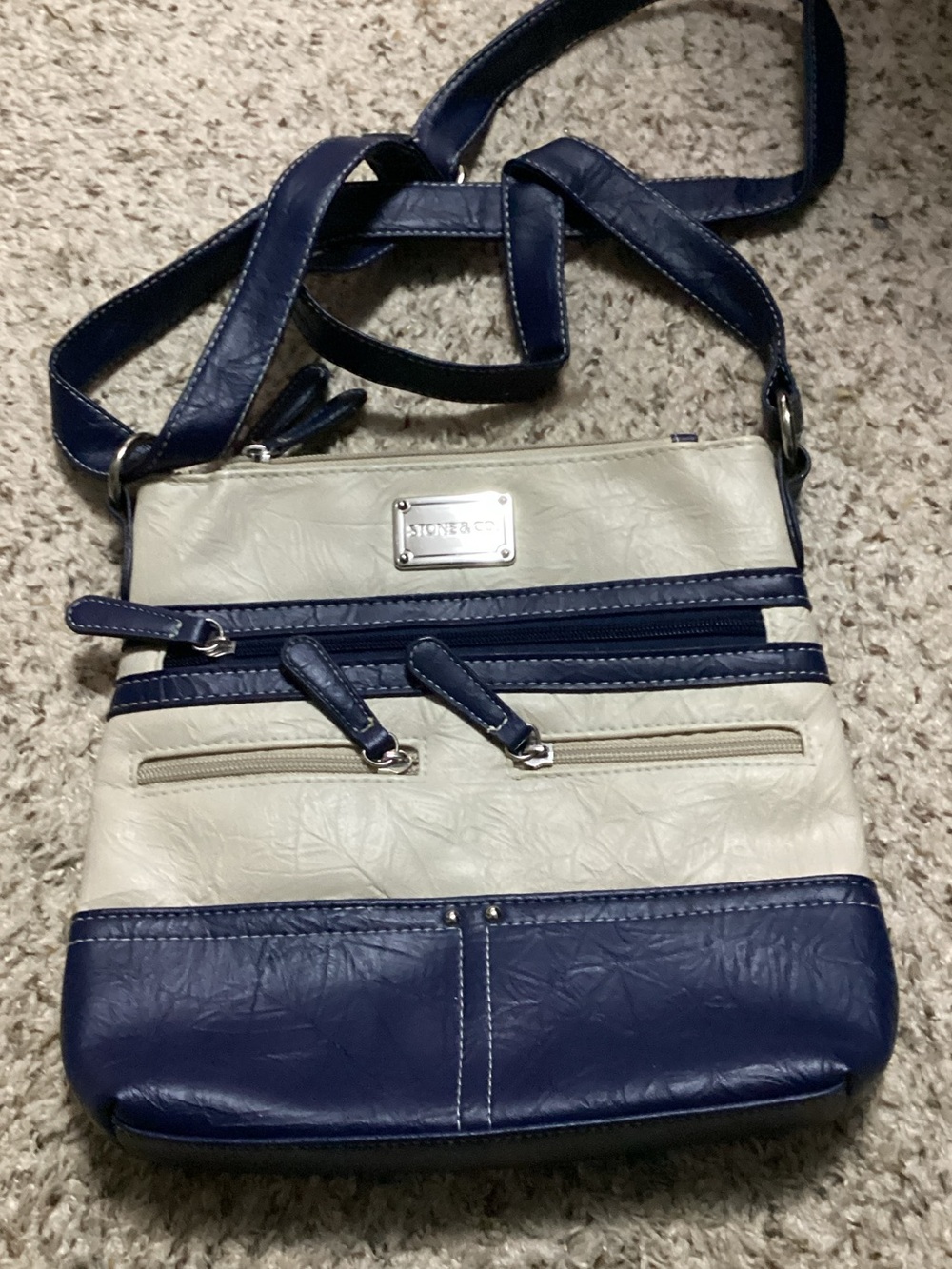 Stone & Co. Two-Tone Navy and Cream Crossbody Bag